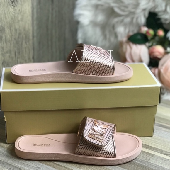 NWT Michael Kors Palmer Slide Net Mesh Rose Gold W - Picture 2 of 8